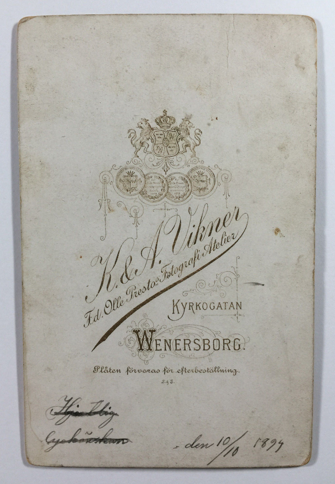 Cabinet Card Photo Boats and Buildings Wenersborg Sweden K and A Vikner 1894