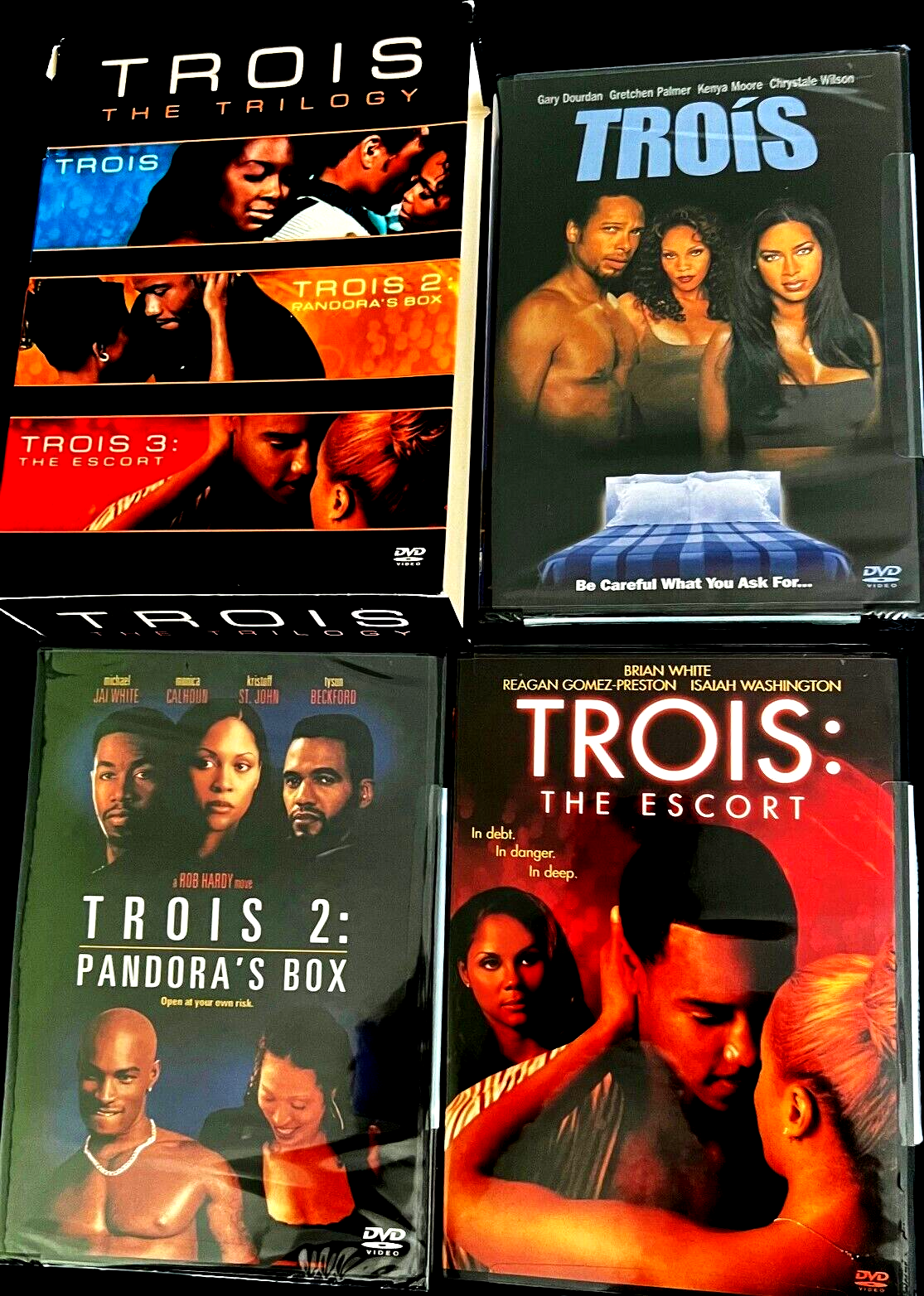 Trois Box Set 3 DVD SET Trois, Trois 2: Pandora's Box, Trois: The Escort OOP Trois Box Set 3 DVD SET Trois, Trois 2: Pandora's Box, Trois: The Escort OOP