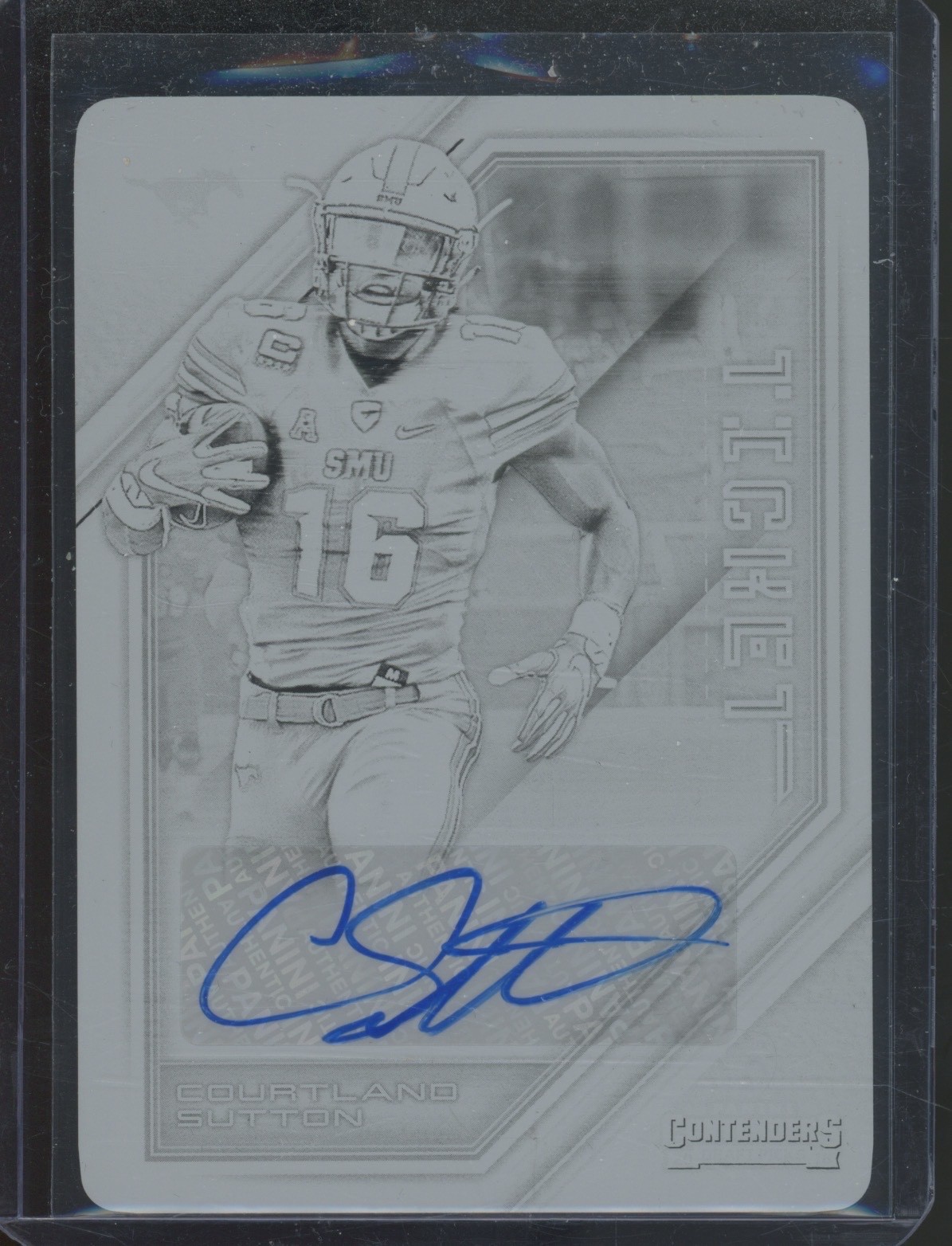 2018 Panini Contenders Black Printing Plate #7 Courtland Sutton 1/1 Auto RC