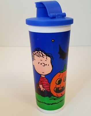 Tupperware Peanuts Plastic Tumbler Linus Halloween Jack O Lantern NEW