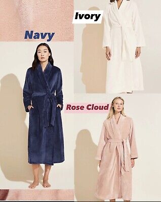 NEW Eberjey Chalet Plush Ladies Robe Navy & Rose Cloud  Different Sizes