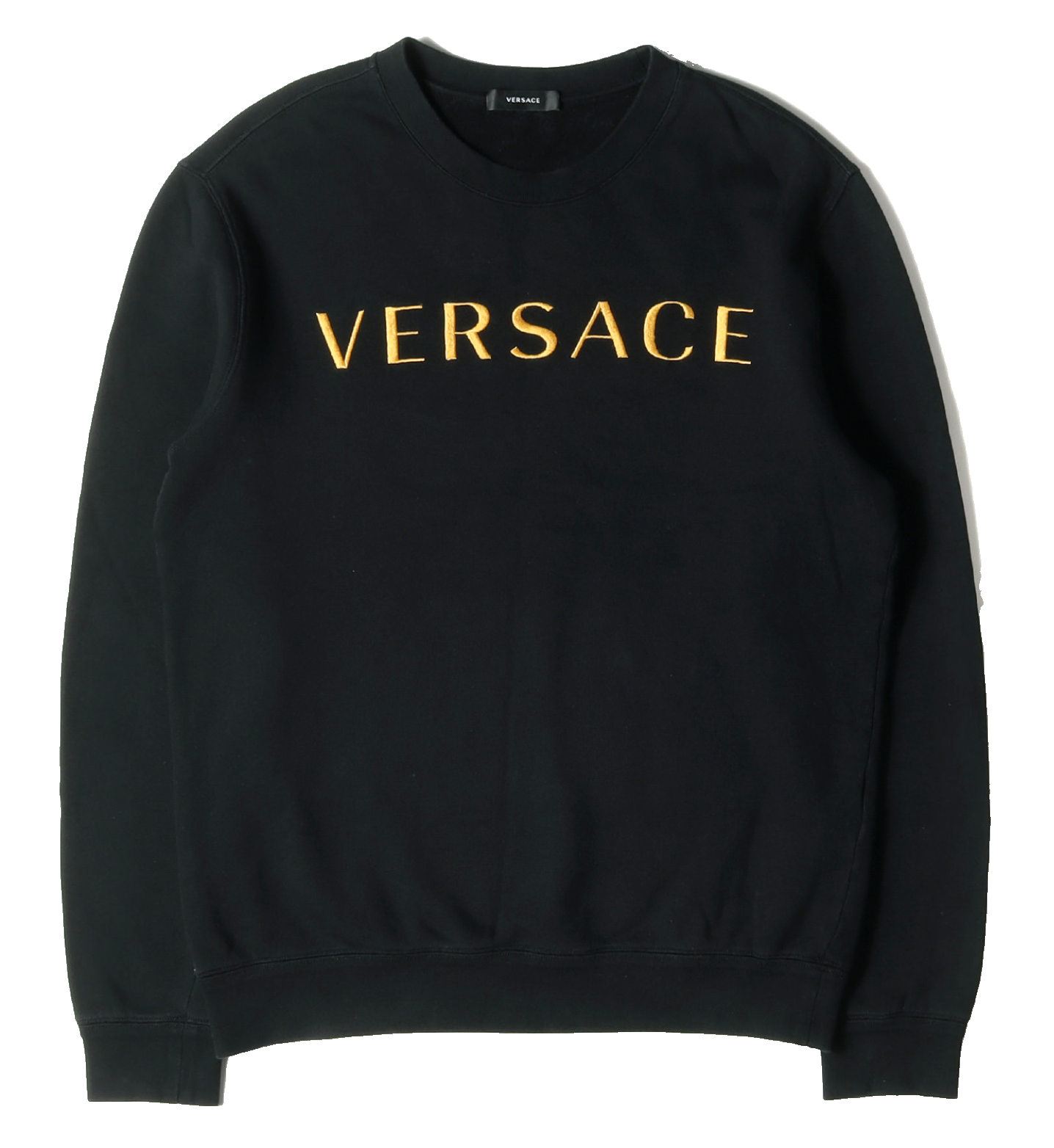 Pre-owned Versace Brushed Embroidery Logo Gold Sweater Sweatshirt Pullover Jumper Xl