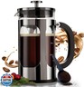 BAYKA French Press Coffee Maker, Travel Friendly, Easy to use, Large 304 Stainless Steel Press, Cold Brew Heat Resistant Thickened Borosilicate Pot for Camping Travel Gifts, 34 Ounce, Dark Pewter