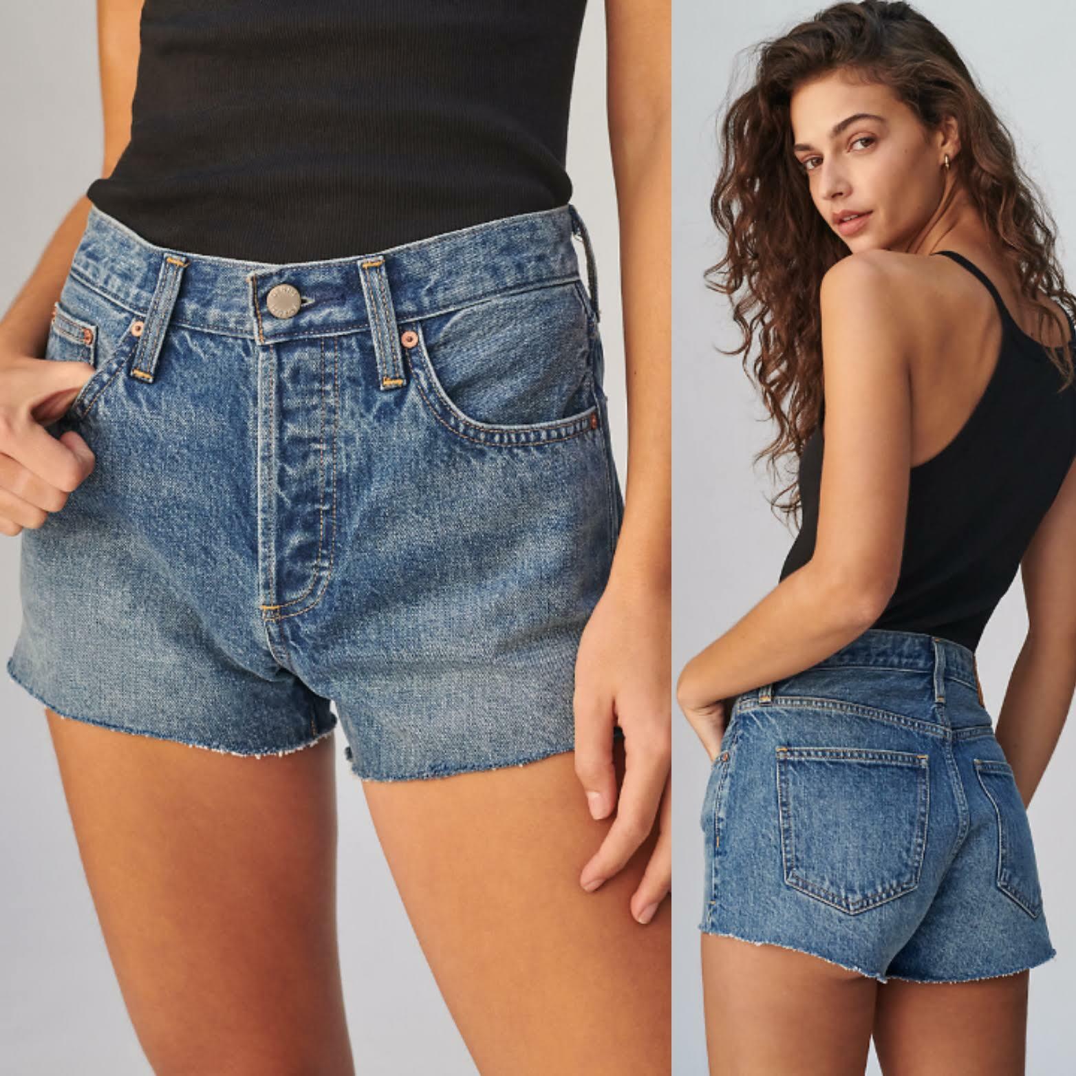 Denim Forum Aritzia The Yoko Shorts Medium Wash High Rise