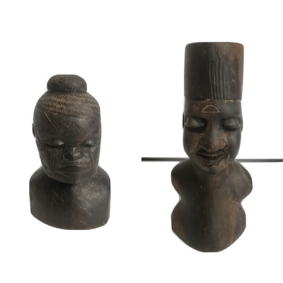 Vintage Decor Wooden Tribal Face Handmade carved Wood Statue Sculpture 15 Tall