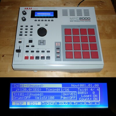 Akai MPC 2000 w/Custom RED LEDs & PADs 32MB RAM Sample & Boot Disks OS Ver.1.72