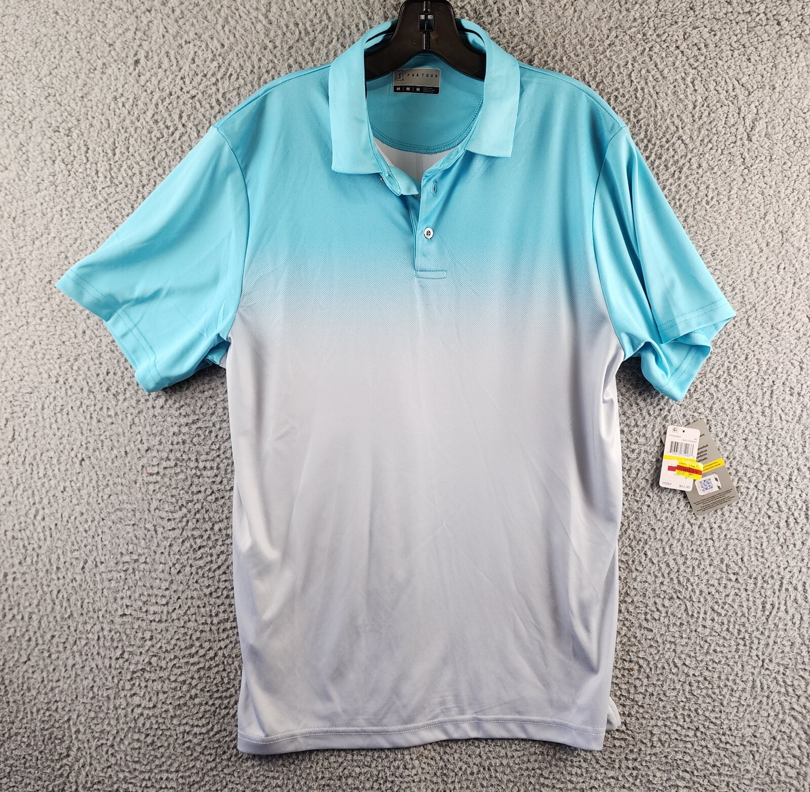 Pga Tour Classic-Fit Performance Ombre Golf Polo Shirt Men's M Blue Curacao - Picture 2 of 15