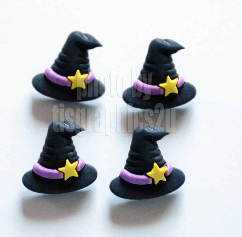 4 Witch Hat Buttons / 3D Shank Buttons /  Buttons Galore Halloween 