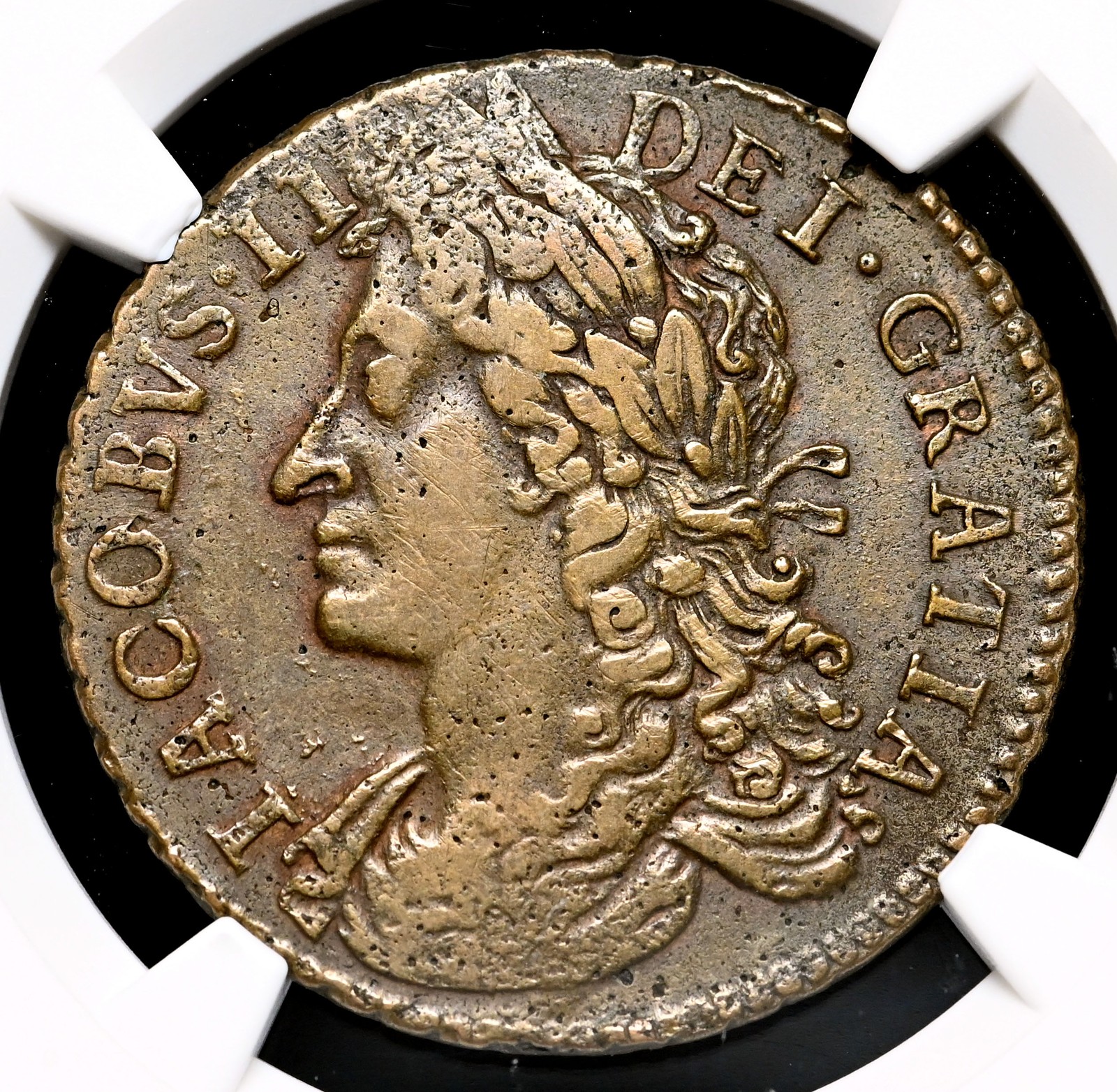 IRELAND. James II, August 1689, Gunmoney, 1/2 Crown, S-6579B, NGC XF40