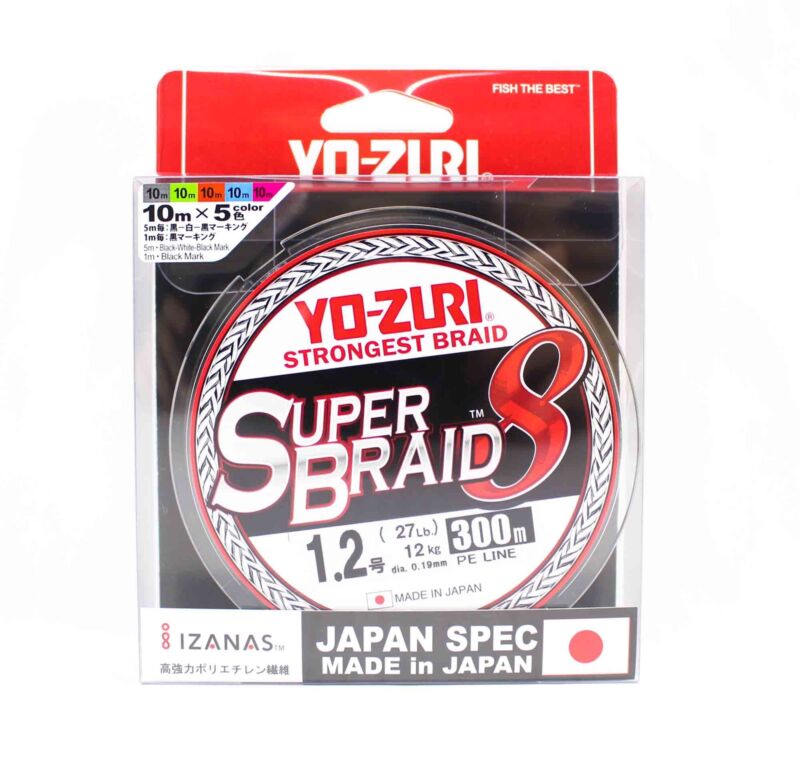 Yo Zuri Duel P.E Line Super Braid 8 300m P.E 1.2 12KG (0.19mm) Multi R1286