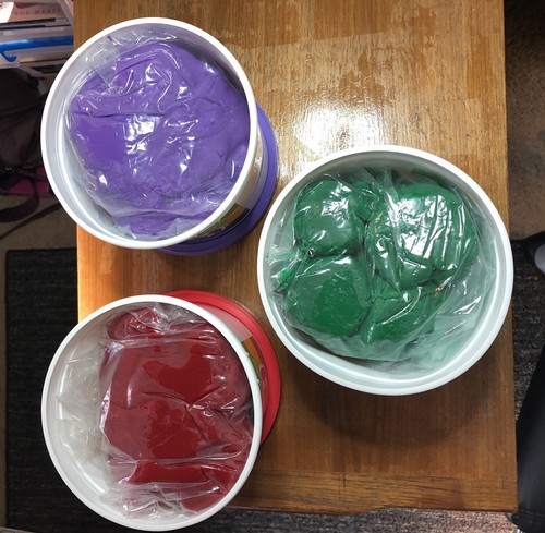 Crayola Super Soft Dough 3 lb Bucket in Green, Red and Purple, NEW + bonus