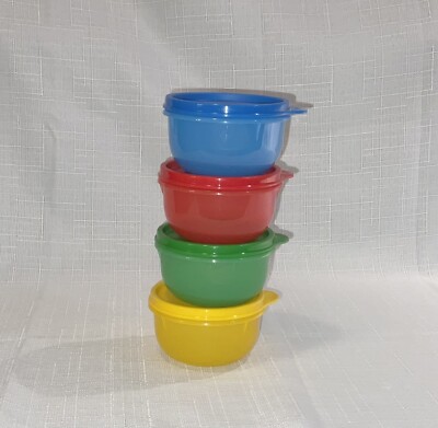   Brand New Tupperware 8-oz Ideal Lit l Bowls Set Of Four Multicolor