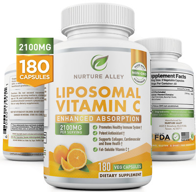 Nurture Alley Natural Organic Vegan Liposomal Vitamin C 2100mg High Absorption