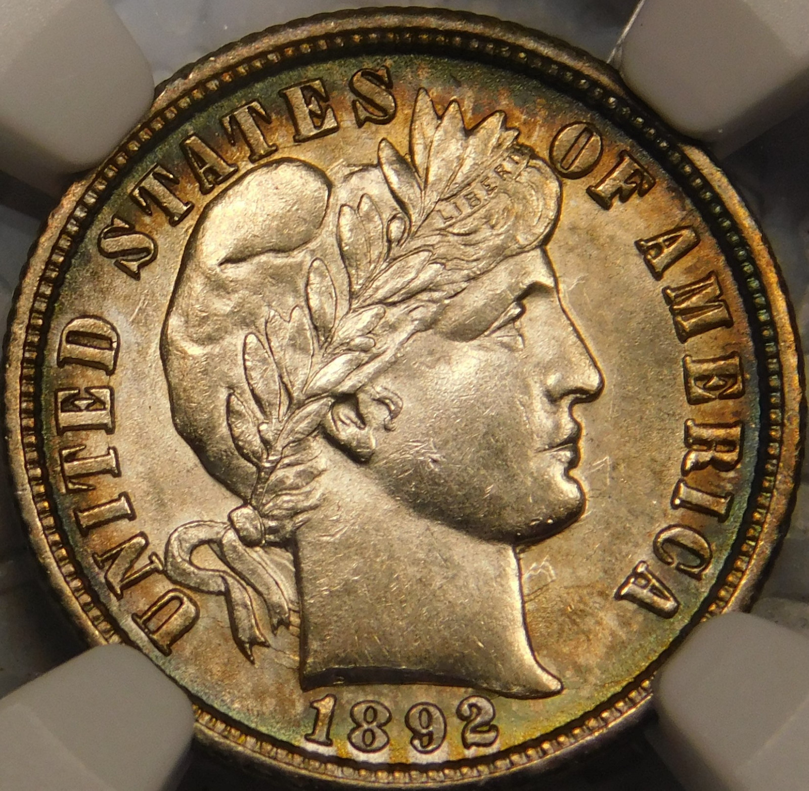 1892 O 10C Barber/Liberty Head Dime Certified NGC MS63 Sharp