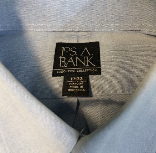 JoS A Banks Shirt Men 17 - 33 XL Executive Collection Button Down Blue NWOT
