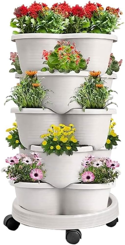 Stackable Strawberry Planter, 5 Tier Vertical Garden Pot | Planter with Removabl