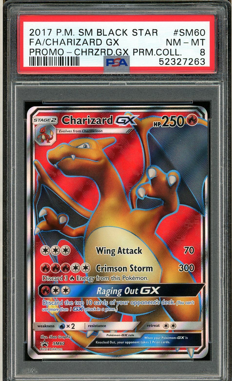 2017 PSA 8 Pokemon Charizard GX Full Art Rare SM60 Black 2017 PSA 8 Pokemon Charizard GX Full Art Rare SM60 Black