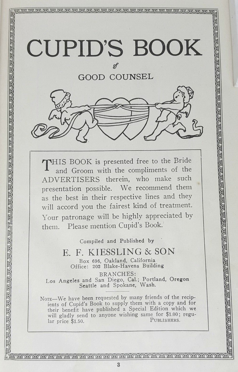 VALENTINE COOKBOOK etiquette RECIPES Antique ADVERTISING Marriage a WEDDING GIFT