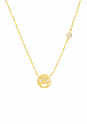 Belk Silverworks14K Gold Over Sterling Silver Emoji Eye Happy Face Necklace PE52