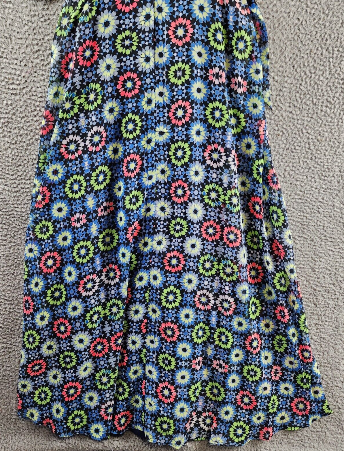 NY Collection Petite Sleeveless Belted Chiffon Maxi Dress Women's PS Blue Multi - Picture 6 of 13