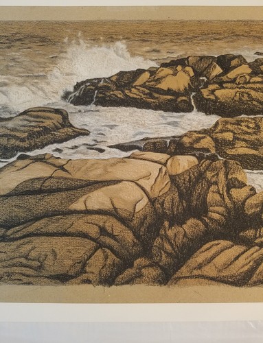 SIGNED 1992 D. BAILEY BLACK WHITE ORIGINAL OCEAN SEASIDE WAVES