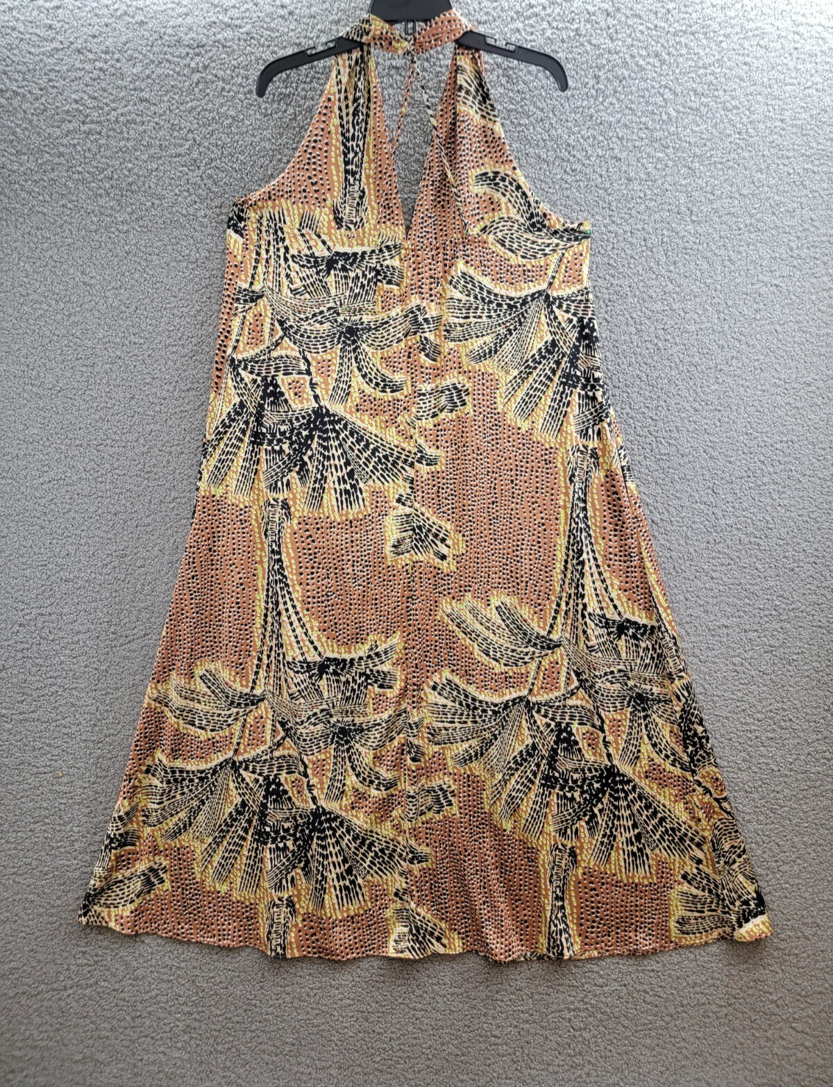 NIC+ZOE Dotty Palms Halter Dress Women's XL Neutral Multi V-Neck Pullover Style - Picture 9 of 15