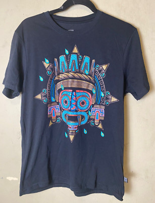 Larva Men's Aztec God Tlaloc Mayan Mythology Deity Mexican T Shirt SZ M