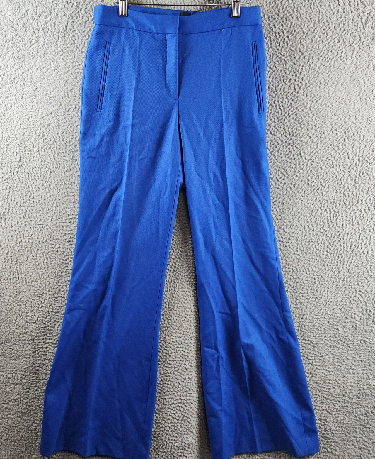 BOSS Talia Wool Blend Flare Leg Pants Women's 8 Bright Blue Solid Side Pockets - Picture 2 of 15