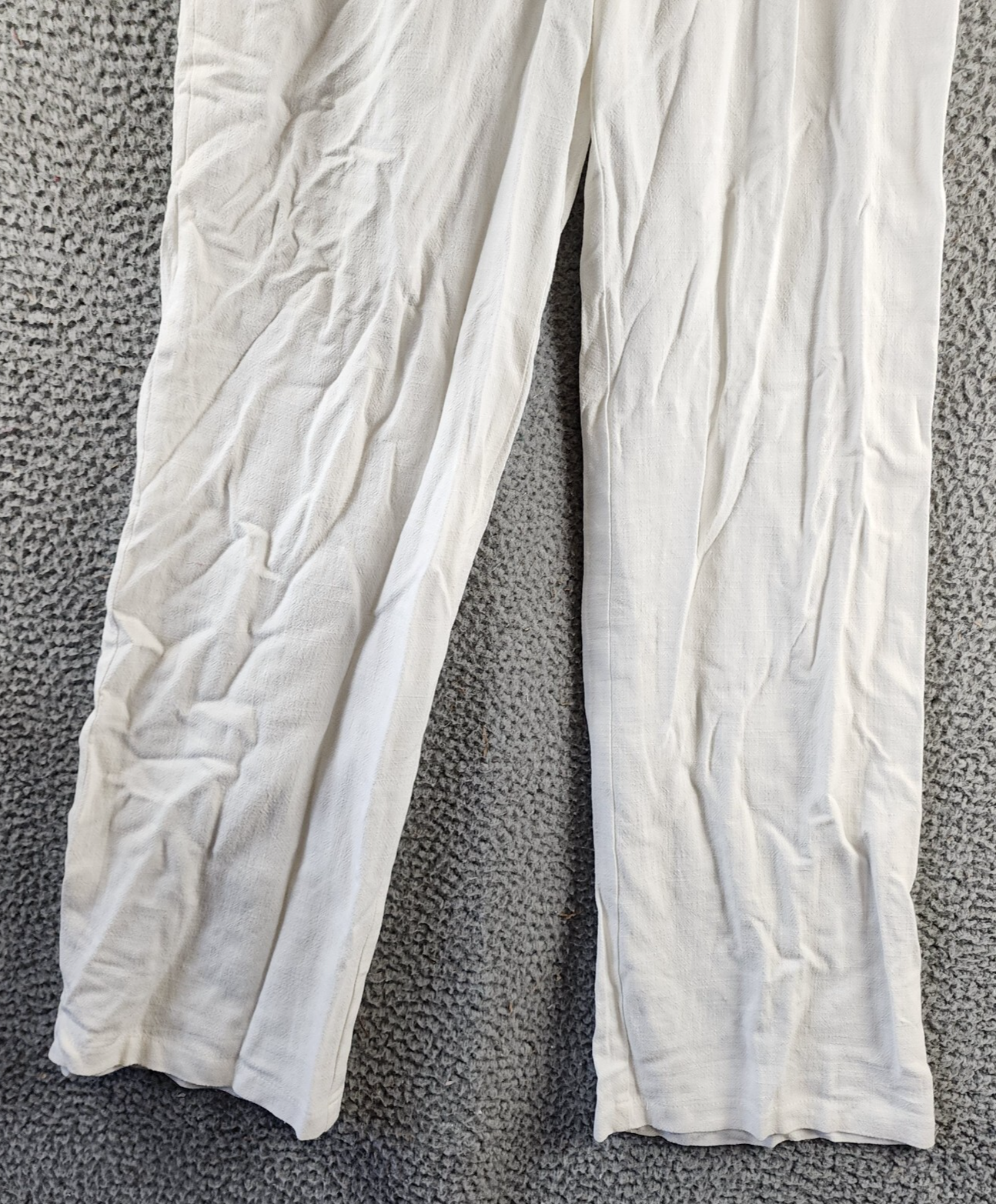 FORE Linen Blend High Rise Slim Fit Pants Womens XS White Belt Loops Zip Closure - Picture 3 of 13