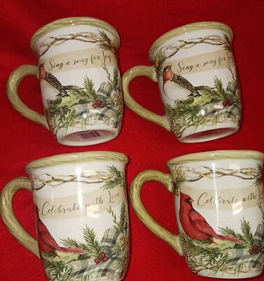 CERTIFIED INTERNATIONAL Susan Winget Ceramic 14oz Mugs. Cardinal. New Lot 4