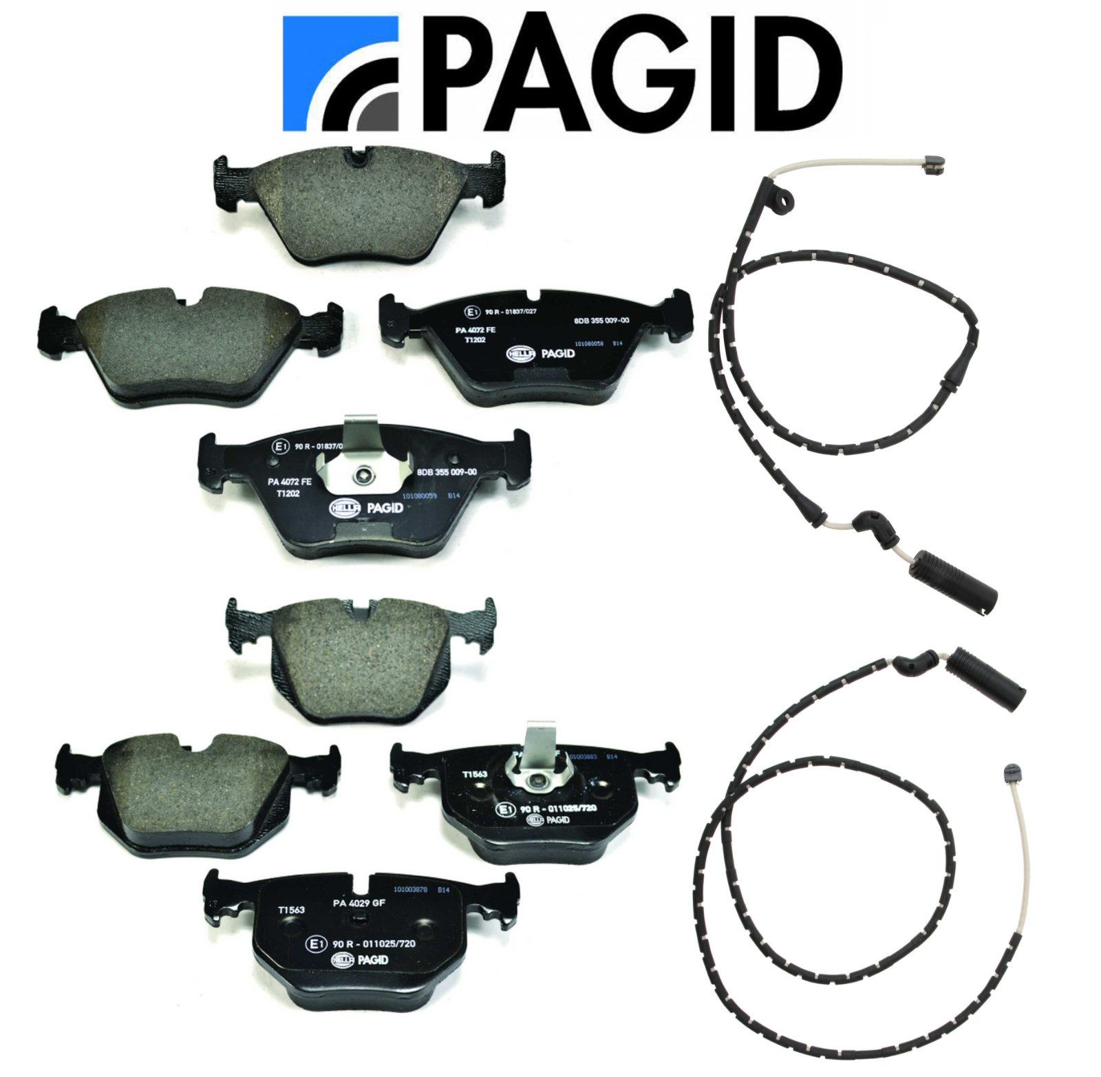 Front Brake Pads & Rear Brake Pads Set OEM Pagid + Sensors BMW X3 2004
