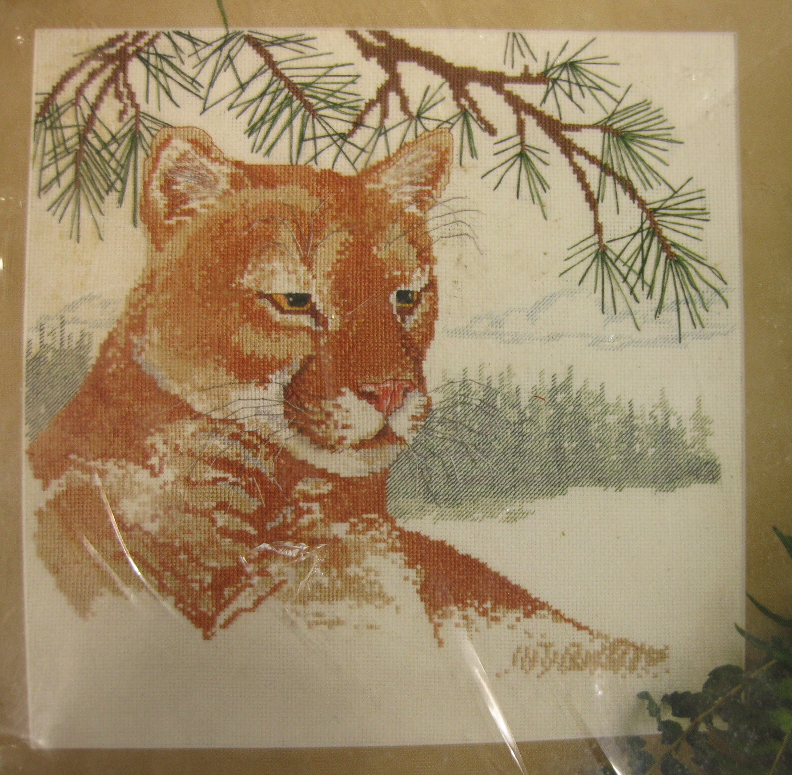 Mountain Cat Cross Stitch Kit 12x12 Sealed Designs For The Needle Natures Window
