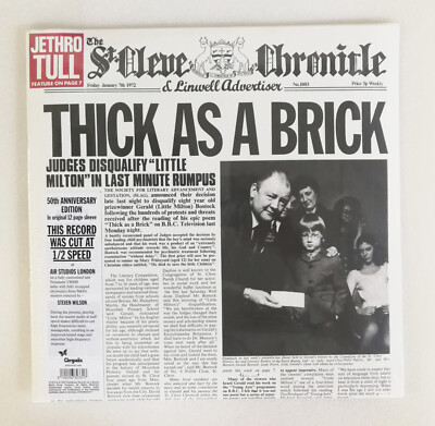 12 '' LP Vinyl Jethro Tull Thick as a Brick 50th Anniversary News Paper - SM208