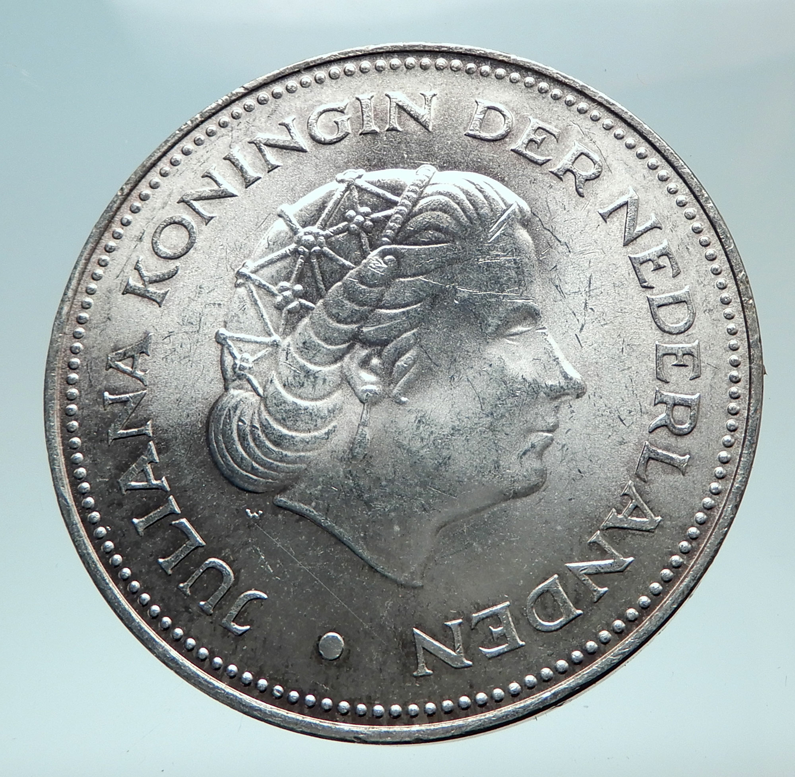 1970 Netherlands Kingdom Queen JULIANA Authentic Silver 10 Gulden