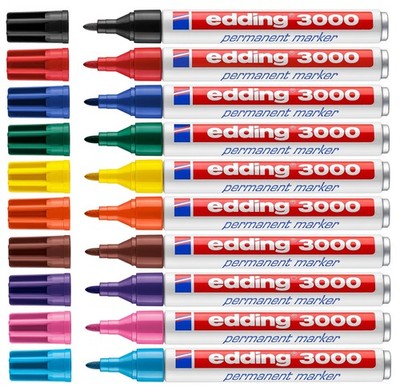 Permanent Marker Edding 3000 Original Permanentmarker. 1,5-3 mm ALLE FARBEN!