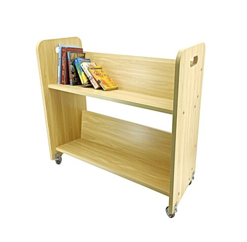 Wood Book Cart Library Cart Pew Cart Magazine Rack Moving Cart Rolling Storage