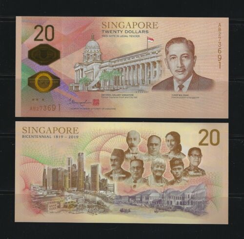SINGAPORE $20 Dollars 2019, P-63, Polymer Commemorative, Original UNC Grade