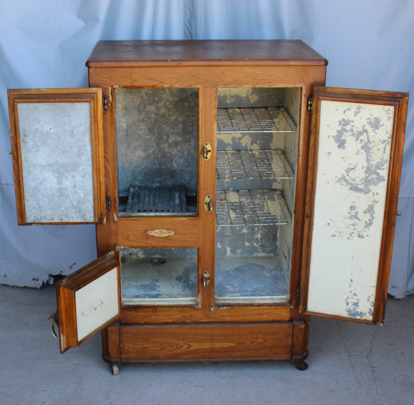 Antique Wood Ice Box – Original finish – only 28 inches width