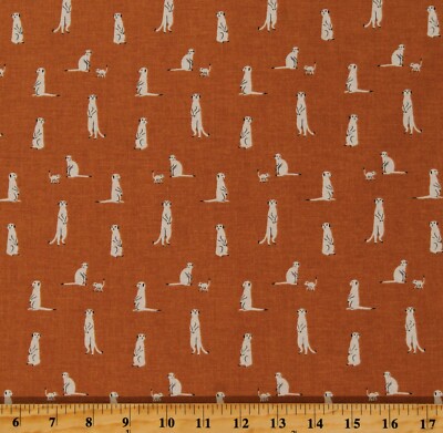 Cotton Meerkats Mongoose Desert Animals Waterhole Fabric Print by Yard D378.54