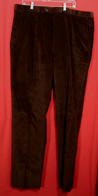 VELLUTO DUCA VISCONTI SAKS Mens 44 Brown Thin Wale Corduroy Pleated Pants Cotton