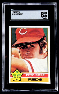 ORIGINAL PETE ROSE 1976 TOPPS BASEBALL CARD #240 SGC 8 NM-MT  REDS CENTERED!