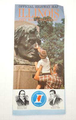 Illinois Official Highway Map City Map Supplement Vintage Chicago 1968