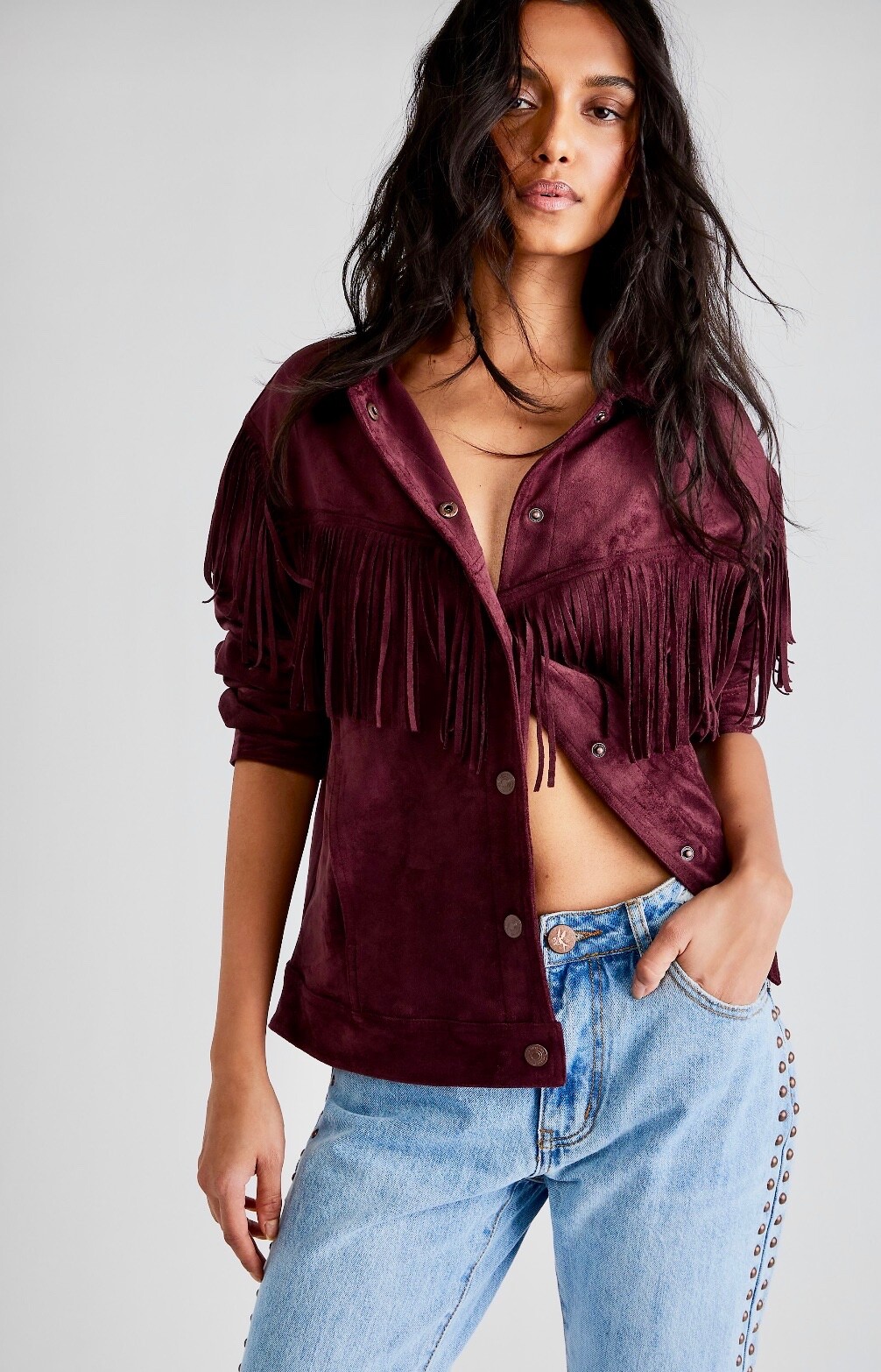 

Куртка Free People Cosmic Karma, веганское замшевое пальто на пуговицах с бахромой, винно-сливовое , НОВИНКА, Фиолетовый, cosmic karma jacket