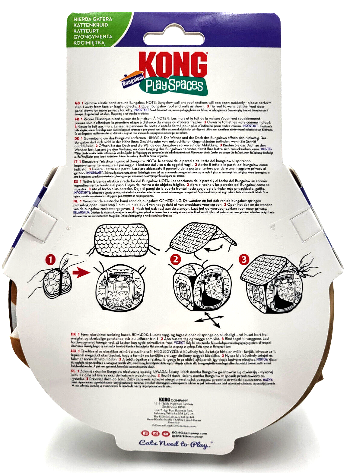 Kong Play Spaces Holiday Christmas Gingerbread Bungalow w/ Catnip Cat Kitten Toy