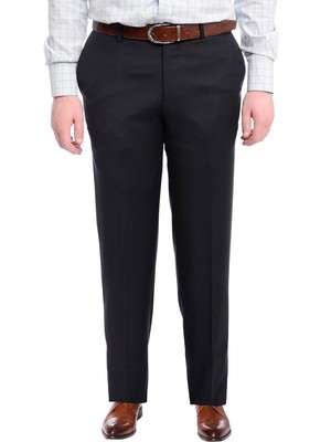 

Однотонные темно-синие шерстяные классические брюки узкого кроя Napoli с плоской передней частью, Navy