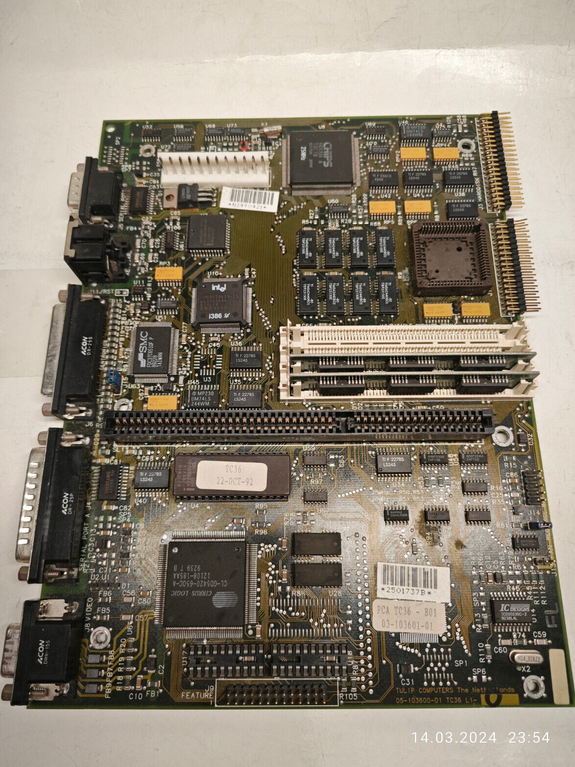 386 Tulip Computers TC36 Motherboard w 386SX-25 CPU, IDE 386 Tulip Computers TC36 Motherboard w 386SX-25 CPU, IDE