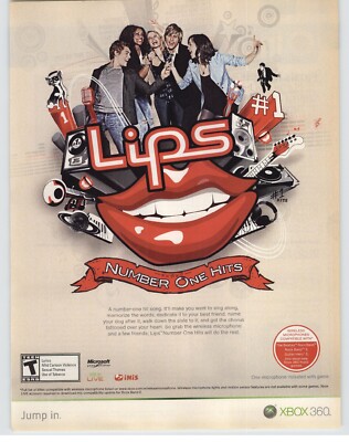 Lips Number One Hits Xbox 360 2009 Print Ad/Poster Official Music Game Advert