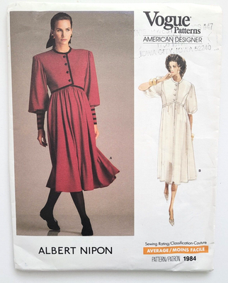 VTG 80s Vogue American Designer 1984 Albert Nipon Dress Misses