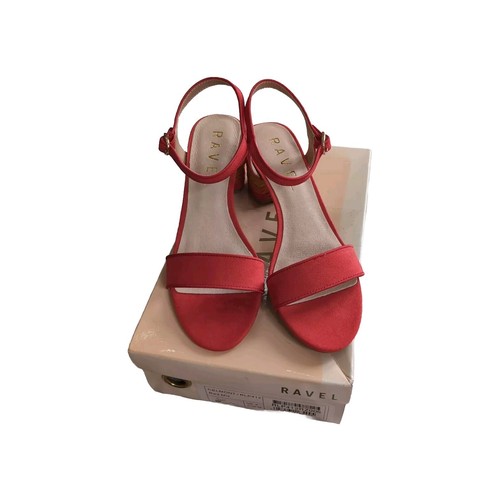 BN RAVEL Red Open Toe High Stacked coloured Block heel Sandals Shoes Sz 5 / 38 