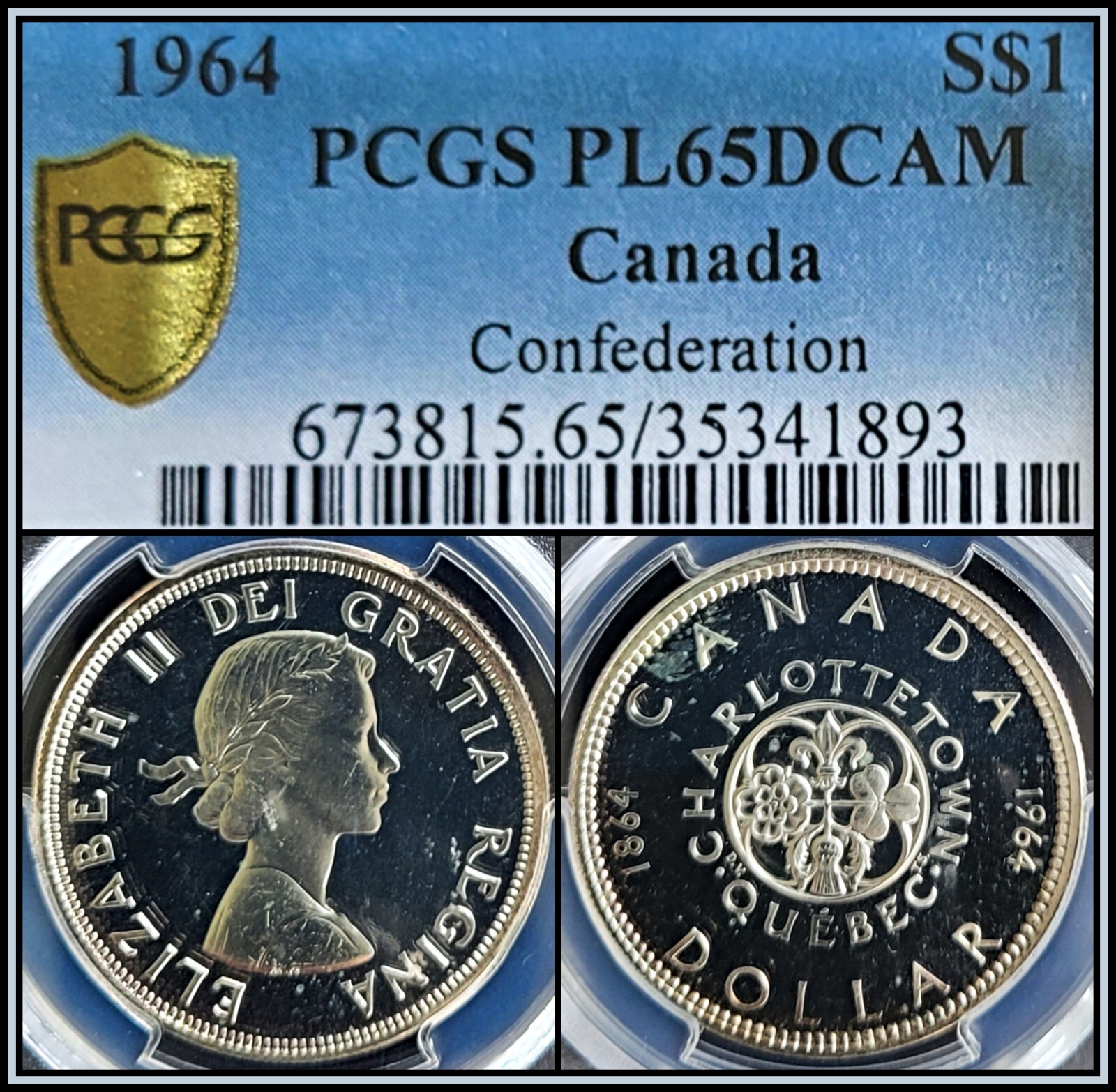 Low Pop 1964 Canada $1 Silver Dollar PCGS PL65 DCAM Deep Cameo